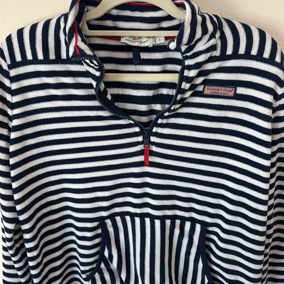 Vineyard Vines | Terry Cloth Navy & White Rugby Pullover Half Zip Sz S - Picture 6 of 8